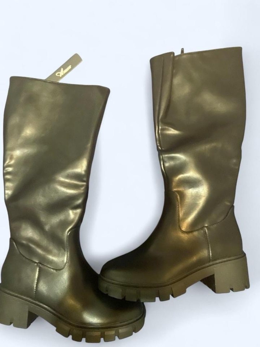 Chunky Lug Knee-High Boots in  black Women